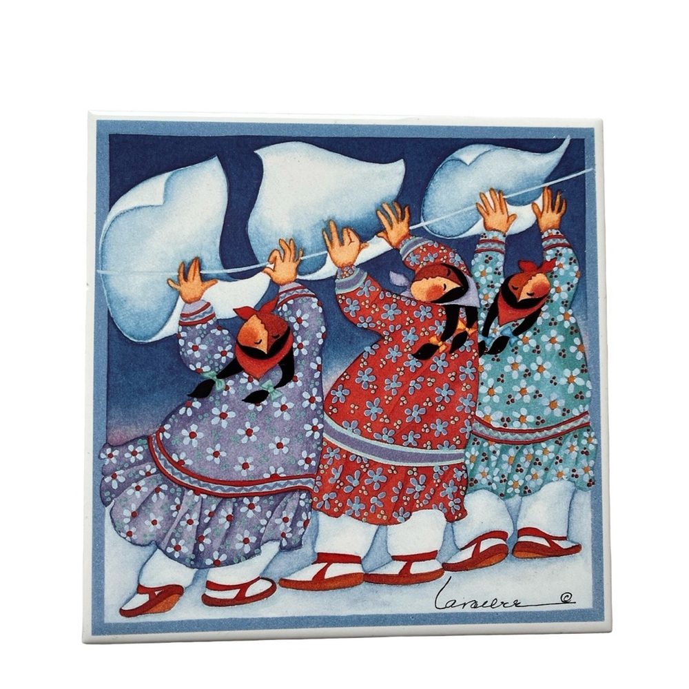 Vtg Barbara Lavallee trivet Three Sheets To The Wind Indigenous Inuit Alaska